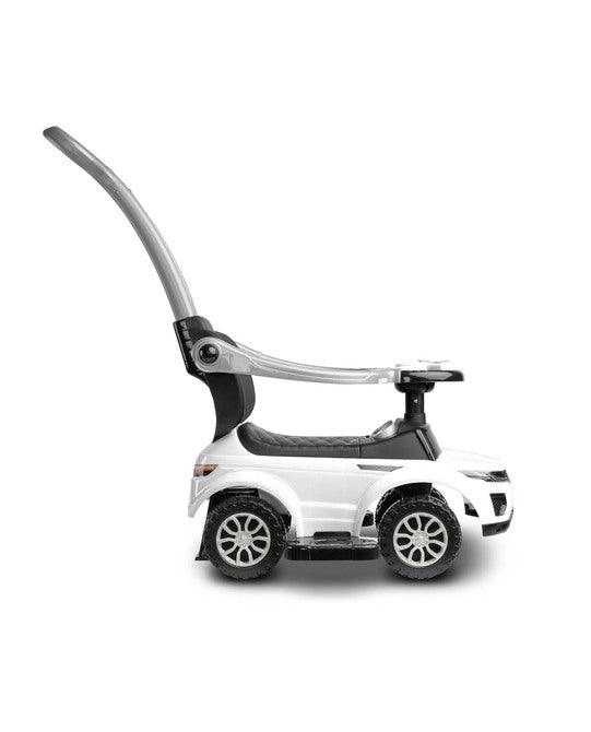 The Sport Car from Toyz is an indispensable companion for walks. Thanks to its design, it can be easily adapted to the needs of the child. It can be a pusher, a walker and a typical ride-on - just disassemble the appropriate elements. Rides have a battery-powered steering wheel with lights and sounds, and a very useful storage space under the seat. Raised rails prevent the baby from falling and block the possibility of turning the front wheels.