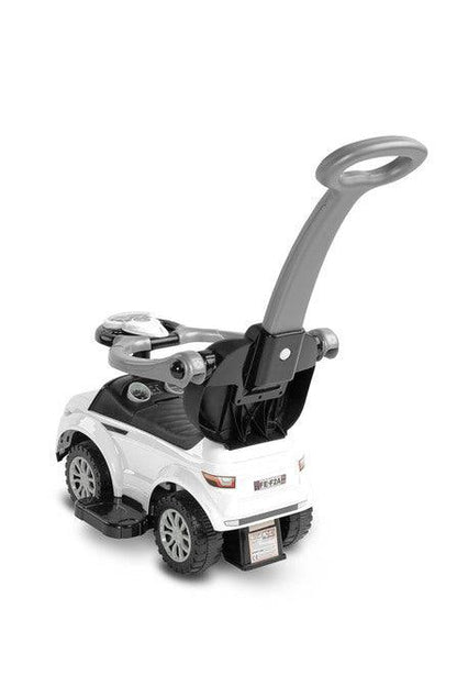 The Sport Car from Toyz is an indispensable companion for walks. Thanks to its design, it can be easily adapted to the needs of the child. It can be a pusher, a walker and a typical ride-on - just disassemble the appropriate elements. Rides have a battery-powered steering wheel with lights and sounds, and a very useful storage space under the seat. Raised rails prevent the baby from falling and block the possibility of turning the front wheels.