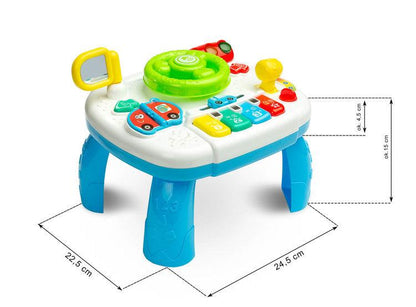 The Little Racers Drive's Table is a delightful educational toy from TOYZ that will provide your child with hours of great fun. The table is equipped with buttons and lights that harmonize with the loudspeaker emitting pleasant melodies and car sounds.