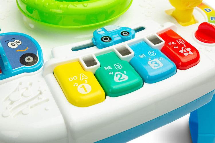 The Little Racers Drive's Table is a delightful educational toy from TOYZ that will provide your child with hours of great fun. The table is equipped with buttons and lights that harmonize with the loudspeaker emitting pleasant melodies and car sounds.