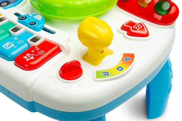 The Little Racers Drive's Table is a delightful educational toy from TOYZ that will provide your child with hours of great fun. The table is equipped with buttons and lights that harmonize with the loudspeaker emitting pleasant melodies and car sounds.