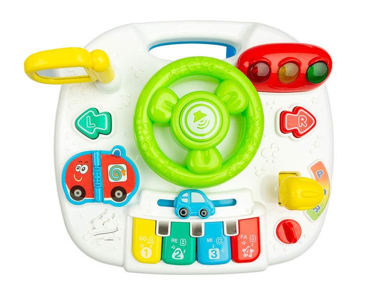 The Little Racers Drive's Table is a delightful educational toy from TOYZ that will provide your child with hours of great fun. The table is equipped with buttons and lights that harmonize with the loudspeaker emitting pleasant melodies and car sounds.