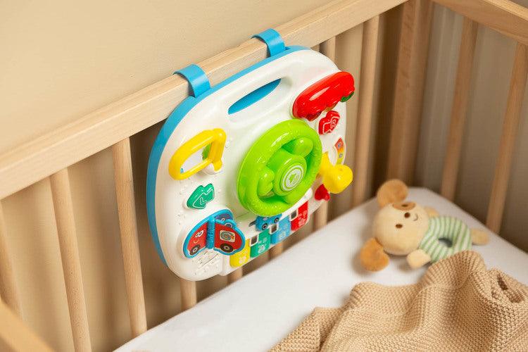 The Little Racers Drive's Table is a delightful educational toy from TOYZ that will provide your child with hours of great fun. The table is equipped with buttons and lights that harmonize with the loudspeaker emitting pleasant melodies and car sounds.