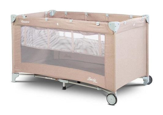 Made some smart adjustments to the well known Basic model. It turned out to be so good, we decided to award it with a big PLUS. The most important addition is the second floor lever. It helps in childcare during the early stages (up to 9 kg) making every parent's life easier. Also the wheels are a handy extra – they allow to move the playpen around with ease. Our another goal was to make the Basic PLUS playpen elegant. We used solid and durable Melange fabrics for the upholstery.