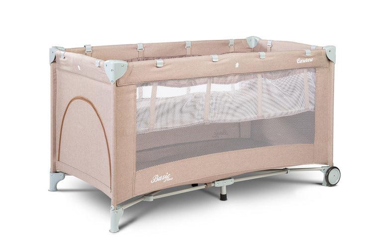 Made some smart adjustments to the well known Basic model. It turned out to be so good, we decided to award it with a big PLUS. The most important addition is the second floor lever. It helps in childcare during the early stages (up to 9 kg) making every parent's life easier. Also the wheels are a handy extra – they allow to move the playpen around with ease. Our another goal was to make the Basic PLUS playpen elegant. We used solid and durable Melange fabrics for the upholstery.
