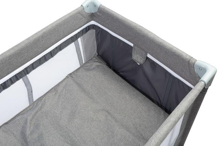 Made some smart adjustments to the well known Basic model. It turned out to be so good, we decided to award it with a big PLUS. The most important addition is the second floor lever. It helps in childcare during the early stages (up to 9 kg) making every parent's life easier. Also the wheels are a handy extra – they allow to move the playpen around with ease. Our another goal was to make the Basic PLUS playpen elegant. We used solid and durable Melange fabrics for the upholstery.