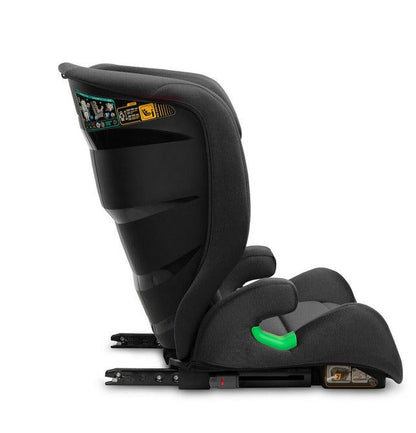 Nimbus car seat is an i-Size seat designed for older children with a height of 100 to 150 cm (corresponding to the age of approx. 4 to 12 years). It is mounted with car seat belts and IsoFix to ensure a safe journey for children, and the gently tilting backrest allows for optimal installation in various vehicles. A comfortable journey is guaranteed by the 11-step headrest adjustment and 2-step seat tilt adjustment. Nimbus allows you to detach the backrest, so you can also use it as a booster.