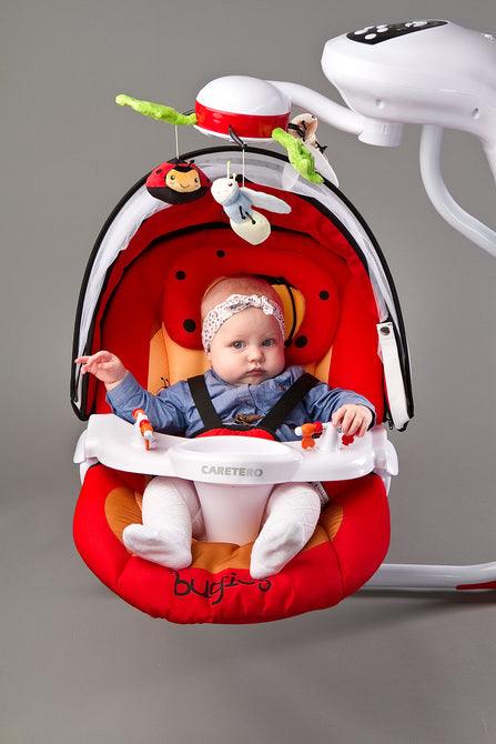 Bugies is a top-shelf electric swing for babies weighing up to 12 kg. Bugies was made with the needs of the most demanding parents in mind, who seek for a product that assists in a harmonous growth and development of the baby. Thanks to its comfortable seating, 5-point harness, toy-carousel, melodies and many swinging programs, Bugies is the perfect resting place for a baby during daytime. Electric swing for babies from birth, weight up to 12 kg.
