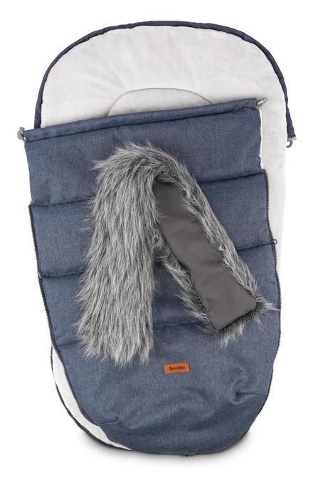 Indiana romper bag is a perfect product for winter walks. It combines a fashionable design and high quality. The romper bag is finished with a waterproof fabric imitating linen. Interior layer is made from soft and warm polar fleece. Additionally, between them, there is a fluffy, anti-allergic non-woven fabric which provides effective protection and comfort. The romper bag fits prams, strollers, and sledges. It also has holes for 5-point belts which enable safe fastening of a child.