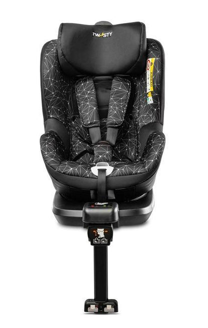 Twisty car seat to ensures safety in accordance with the ECE R129 approval standard, known as i-Size. Designed for comfort of small passengers and as long as possible travel rearward facing. This increases their safety and reduces the risk of injury. Children weighing max. 18 kg and height up to 105 cm.The Twisty seat is made of a soft-touch fabric. It has a set of inserts (including the headrest), which provides the ideal travel comfort for the babies and can be easily adapted to the growing child.