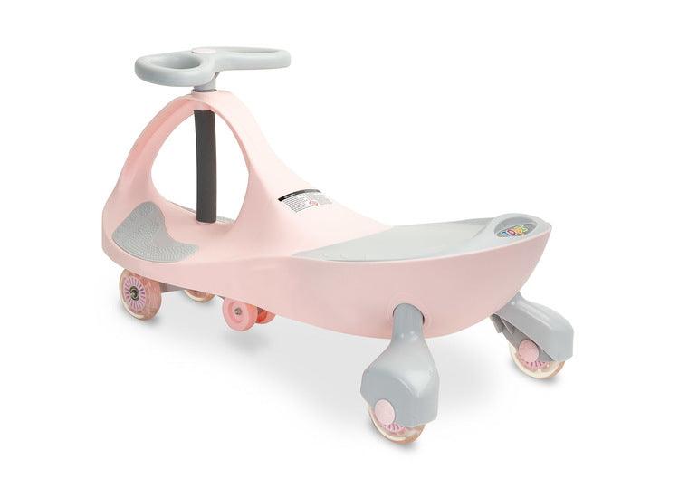 Spinner is a wiggle ride on car providing children a lot of fun. Your child can ride a spinner without legs, using alternate handlebar's movements. You can use it outside and at home. Thanks to rubber wheels, the floor is safe from any scratches. Wheels start to shine at a given proper speed. The anti-slipping place for legs and a specially profiled seat ensure a safe play. Spinner can be used from the age of 3, with no age limit. Max load limit is 100 kg.