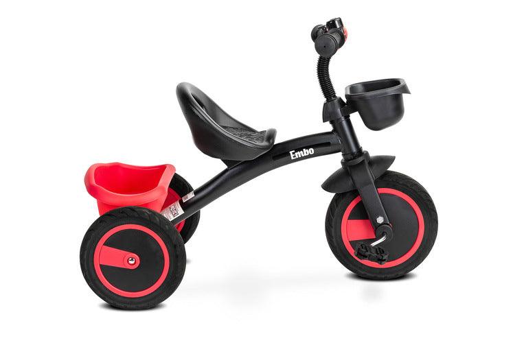 Tricycle Embo it's a bike that makes walks with your child enjoyable. Embo is characterized by a solid metal frame and durable foam wheels. Equipped with two baskets that are perfect for carrying toys and any other necessary accessories.