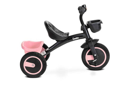 Tricycle Embo it's a bike that makes walks with your child enjoyable. Embo is characterized by a solid metal frame and durable foam wheels. Equipped with two baskets that are perfect for carrying toys and any other necessary accessories.