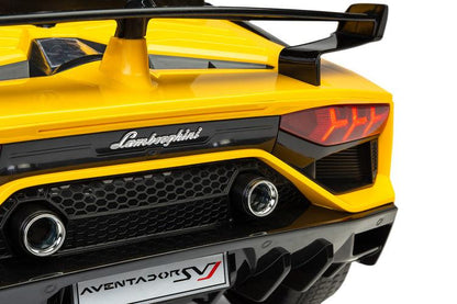 Ride-on battery Lamborghini Aventador SVJ is a licensed version unusual supercar, which will provide your child with unforgettable moments. Dynamic bodyline, characteristic lights, door opening up, ­all this makes the Lamborghini very original. Comfortable seat fitted with high-quality eco-leather. The concept is crowned with a gold Lamborghini logo. On the steering wheel, there are horns, and music player buttons. In addition at the back is a stash for toys. The car is supplied by two 45W motors 12V.