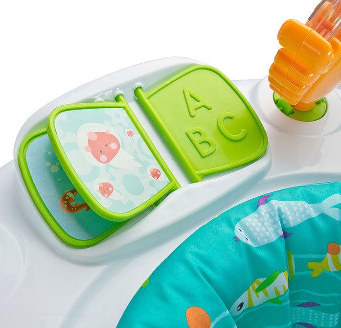 Ocean - Our activity jumper is an original alternative to walkers or other home activity toys. It is equipped with a toy panel and additional trinkets. The seat of the jumper rotates so all the interesting options are always within reach.