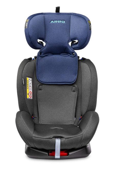 Arro is a versatile car seat for children from 0 to 36 kg. It has a swivel base that makes it easy to insert the child and change the position in relation to the direction of travel. Thanks to the wide adjustment possibilities - the headrest can be extended by up to 21 cm - and reducing inserts, the Arro seat will be a constant companion of many car journeys. The side walls have additional reinforcements absorbing the impact energy, i.e. the SIP system - side impact protecion.