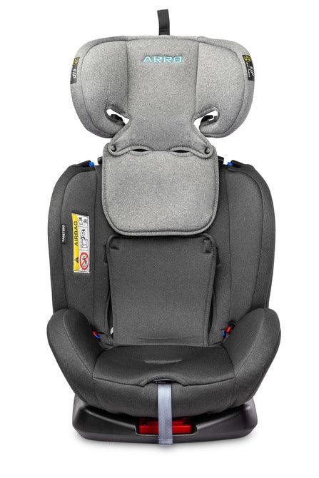 Arro is a versatile car seat for children from 0 to 36 kg. It has a swivel base that makes it easy to insert the child and change the position in relation to the direction of travel. Thanks to the wide adjustment possibilities - the headrest can be extended by up to 21 cm - and reducing inserts, the Arro seat will be a constant companion of many car journeys. The side walls have additional reinforcements absorbing the impact energy, i.e. the SIP system - side impact protecion.