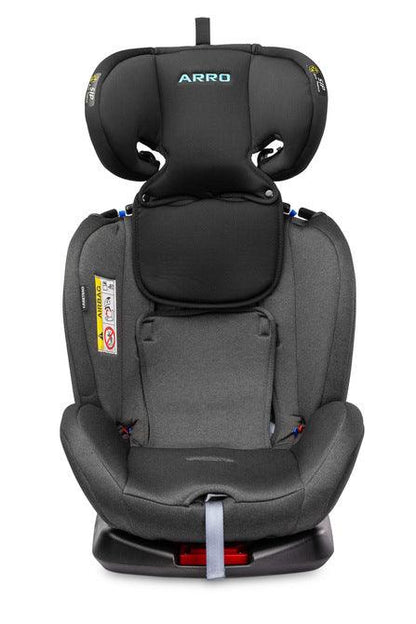 Arro is a versatile car seat for children from 0 to 36 kg. It has a swivel base that makes it easy to insert the child and change the position in relation to the direction of travel. Thanks to the wide adjustment possibilities - the headrest can be extended by up to 21 cm - and reducing inserts, the Arro seat will be a constant companion of many car journeys. The side walls have additional reinforcements absorbing the impact energy, i.e. the SIP system - side impact protecion.