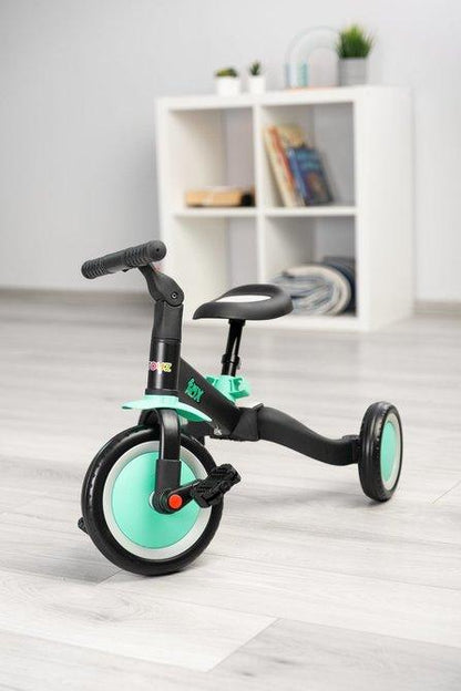 Fox is a clever, multifunctional bike, which is changing with your child's development. Thanks to unusual construction it can be used by a child above one-year-old. Fox can do even four functions, tricycle bike without pedals, classic tricycle with pedals, balance bike, two wheels bike with pedals. Due to these possibilities, Fox can easily adapt to small users and can serve them for many years. Foam wheels make that bike anytime's ready to use, and his light construction encourages long play!