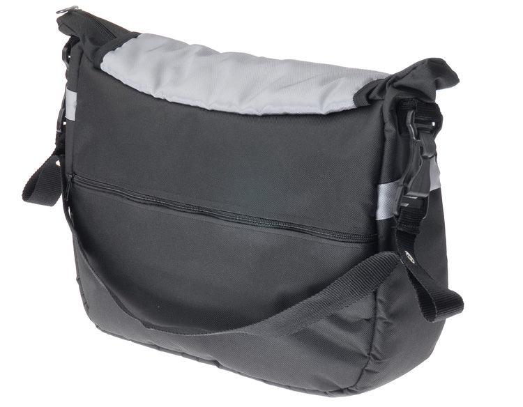 A capacious and solid mama bag made of safe materials. Multiple compartments, pockets and rubber bands help in organizing all accessories necessary during a stroll with your baby. The velcro-closed flap allows quick and easy access to the most important items. The included shoulder strap can be snapped onto the strollers handle for even more convenience.