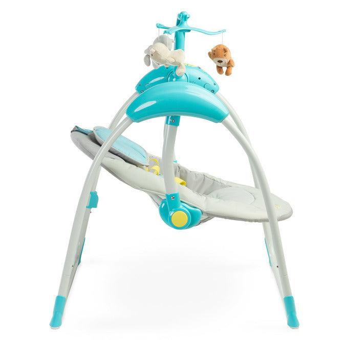 LOOP swing has been equipped with many modern solutions to help parents in everyday-care of their baby. Apart from melodies and five swinging speeds, the LOOP swing has an included remote controller. Additionally, LOOP has a voice recognition mode that switches the swing on when the baby starts crying.