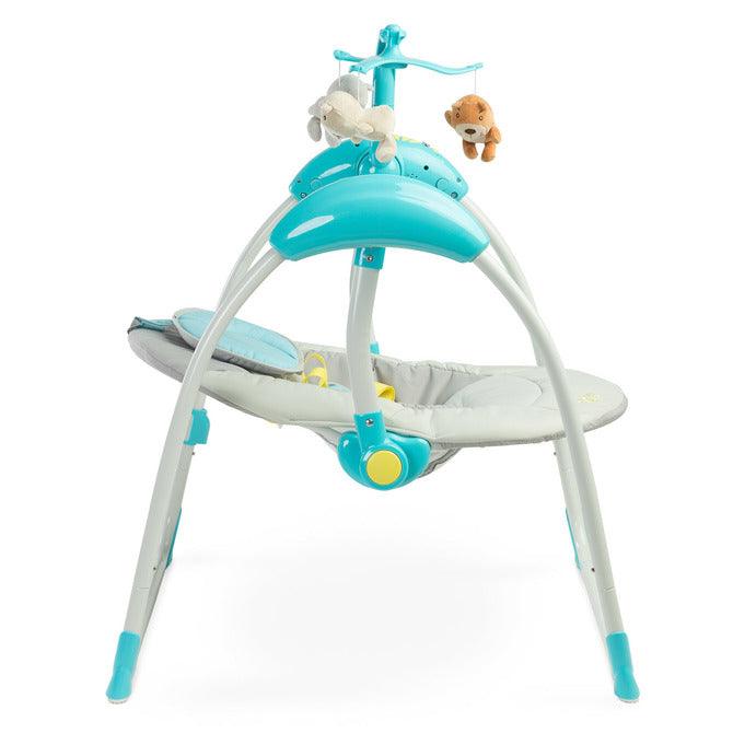 LOOP swing has been equipped with many modern solutions to help parents in everyday-care of their baby. Apart from melodies and five swinging speeds, the LOOP swing has an included remote controller. Additionally, LOOP has a voice recognition mode that switches the swing on when the baby starts crying.