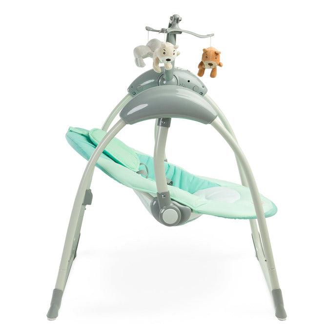 LOOP swing has been equipped with many modern solutions to help parents in everyday-care of their baby. Apart from melodies and five swinging speeds, the LOOP swing has an included remote controller. Additionally, LOOP has a voice recognition mode that switches the swing on when the baby starts crying.