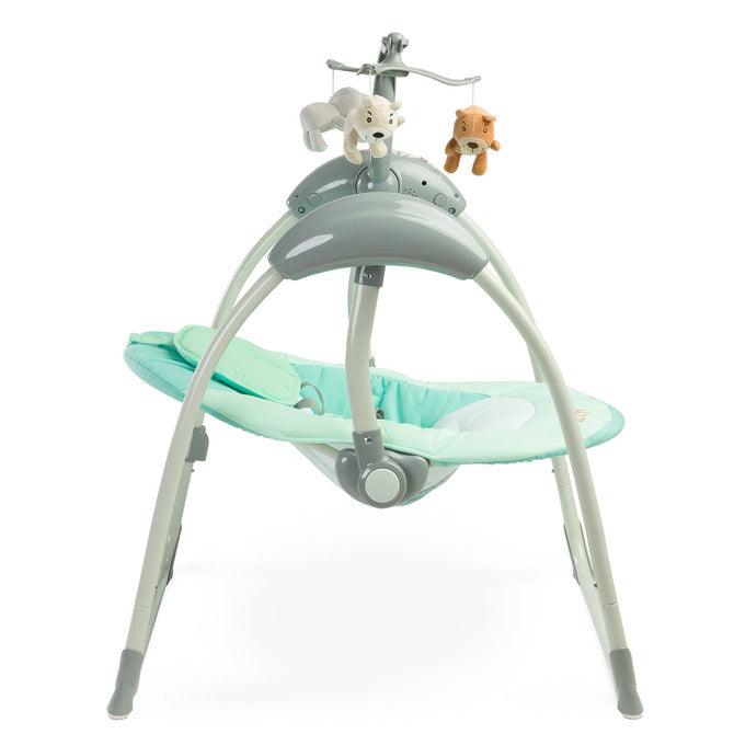 LOOP swing has been equipped with many modern solutions to help parents in everyday-care of their baby. Apart from melodies and five swinging speeds, the LOOP swing has an included remote controller. Additionally, LOOP has a voice recognition mode that switches the swing on when the baby starts crying.