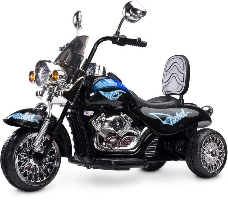 Rebel is a perfect choice for those little motorbike-lovers. This large ride-on-vehicle will accompany your child for many years of fun and adventure. Rebel is propelled with two electric motors (30 Watts total), supplied with a 7Ah battery.