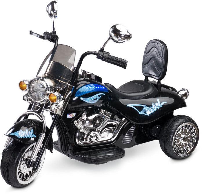 Rebel is a perfect choice for those little motorbike-lovers. This large ride-on-vehicle will accompany your child for many years of fun and adventure. Rebel is propelled with two electric motors (30 Watts total), supplied with a 7Ah battery.