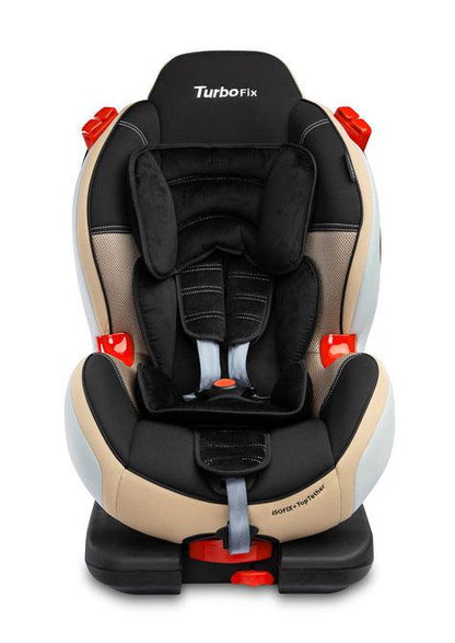 This seat is based on one of our most popular models Sport Turbo. It was upgraded with ISOFIX and TopTether fixings for even easier and safer installation. All other advantages of the Sport Turbo model have been retained – wide range of seat tilt adjustment, two-piece seat cushion and baby-friendly upholstery. Sport TurboFIX can be installed with the use of 3-point car belts. Car seat for children weight 9-36kg (groups I, II), forward facing installation with ISOFIX and TopTether anchors.