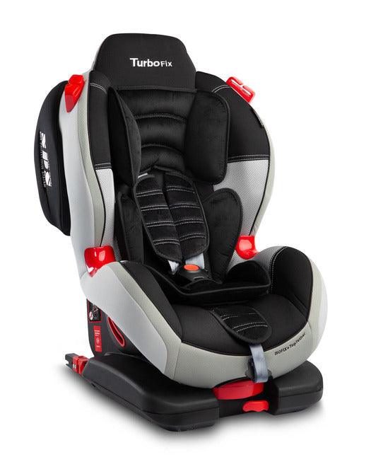 This seat is based on one of our most popular models Sport Turbo. It was upgraded with ISOFIX and TopTether fixings for even easier and safer installation. All other advantages of the Sport Turbo model have been retained – wide range of seat tilt adjustment, two-piece seat cushion and baby-friendly upholstery. Sport TurboFIX can be installed with the use of 3-point car belts. Car seat for children weight 9-36kg (groups I, II), forward facing installation with ISOFIX and TopTether anchors.