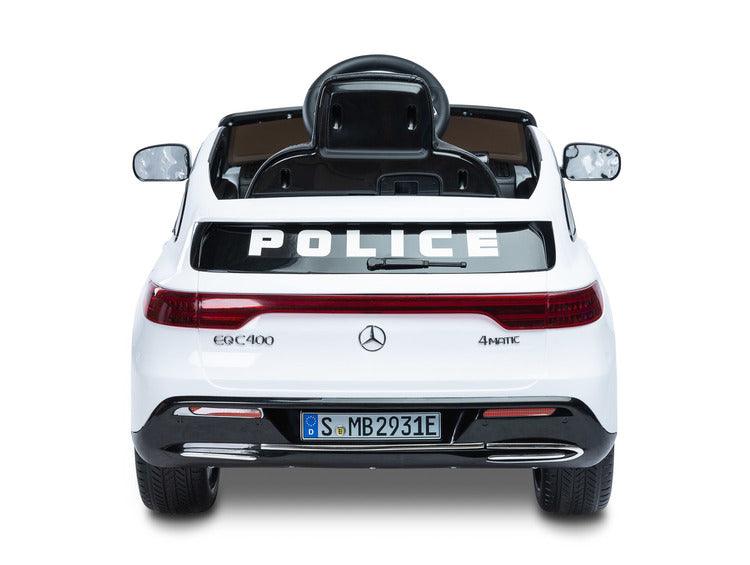 MERCEDES BENZ EQC POLICE is a licensed TOYZ car, which is based on an electric car of the German brand. The appearance reflects the avant-garde and independent esthetics of the real EQC 400 4Matic model, including the characteristic LED lights. The battery carrier has self-adhesive stickers that turn the MERCEDES EQC into a police version. The wheels are made of EVA foam, and the seat is made of eco-leather. 