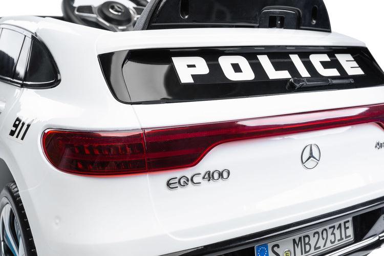 MERCEDES BENZ EQC POLICE is a licensed TOYZ car, which is based on an electric car of the German brand. The appearance reflects the avant-garde and independent esthetics of the real EQC 400 4Matic model, including the characteristic LED lights. The battery carrier has self-adhesive stickers that turn the MERCEDES EQC into a police version. The wheels are made of EVA foam, and the seat is made of eco-leather. 