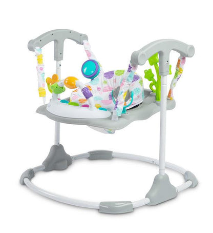 Cosmo is a jumper from the Toyz Activity product line that supports the active development of a child. It is full of attention-absorbing toys that will provide a lot of fun and help your child's development. A special design and springs allow the child to joyfully and safely jump up and down. 360-degree swivel seat makes it easy to reach all toys.