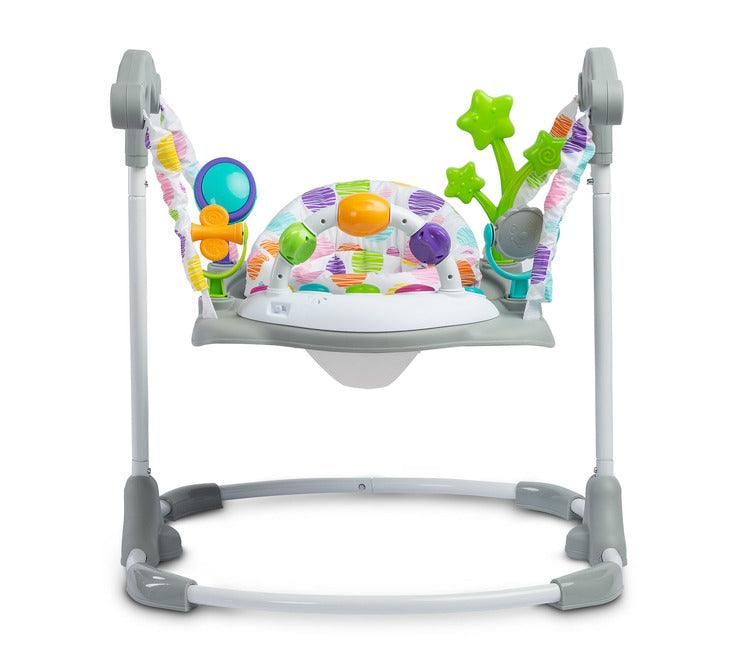 Cosmo is a jumper from the Toyz Activity product line that supports the active development of a child. It is full of attention-absorbing toys that will provide a lot of fun and help your child's development. A special design and springs allow the child to joyfully and safely jump up and down. 360-degree swivel seat makes it easy to reach all toys.