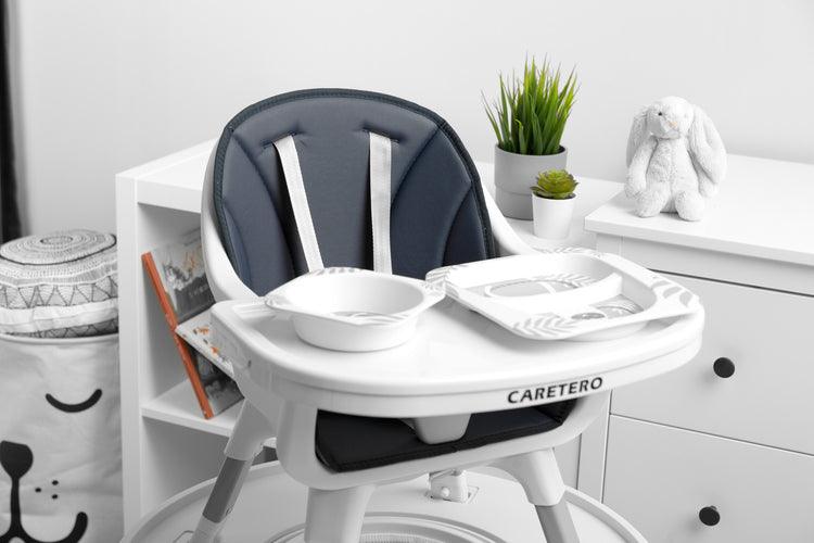 Velmo is a high chair that combines modern style with functionality. Thanks to their simple design, they can be quickly adapted to the needs of the child. With a few movements (without removing the legs) it turns from a high chair into a stylish chair + table set. Velmo is made of high quality materials, which makes it durable and safe. The Velmo feeding chair is intended for children who can sit up unaided, aged from 6 months to approx. 3-4 years, weighing up to 15 kg.