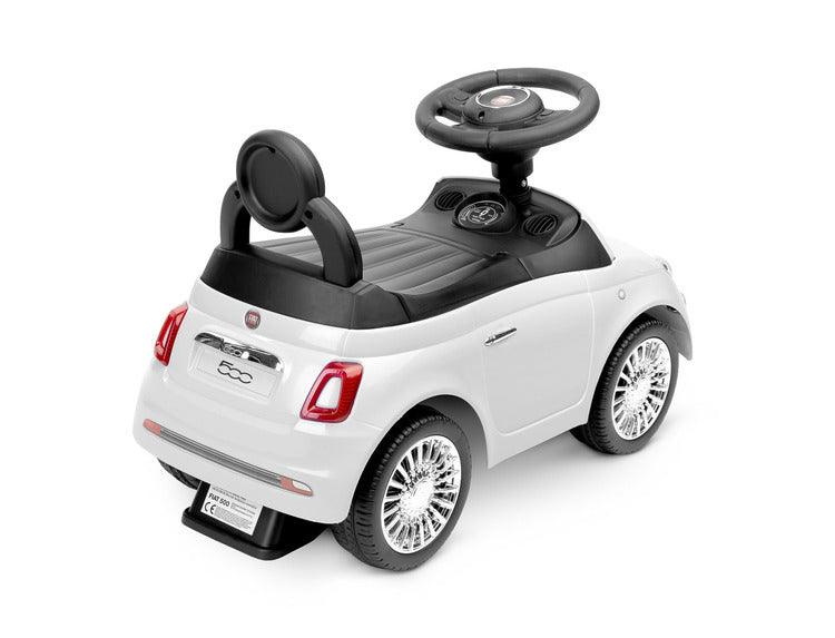 The Fiat 500 children's ride-on car from Toyz combines the charm of Italian design with high-quality workmanship. It will help in learning to move independently and will be a lot of fun while having fun. The vehicle has a realistic steering wheel with two buttons that make sounds. There is a toy compartment under the seat.