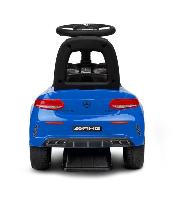 The Mercedes AMG C63 from TOYZ is a real treat for little ones. The Mercedes brand license guarantees a realistic look and great attention to detail. It has a steering wheel with horn and melodies, and there is a storage space under the seat. The child has a great time using the ride-on toy and develops its motor coordination.