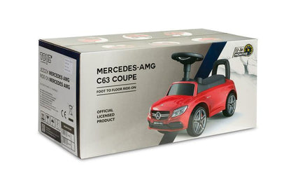 The Mercedes AMG C63 from TOYZ is a real treat for little ones. The Mercedes brand license guarantees a realistic look and great attention to detail. It has a steering wheel with horn and melodies, and there is a storage space under the seat. The child has a great time using the ride-on toy and develops its motor coordination.