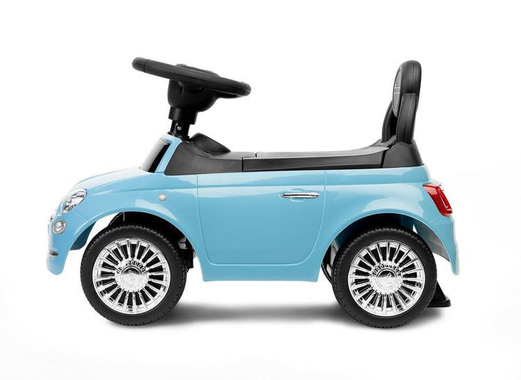 The Fiat 500 children's ride-on car from Toyz combines the charm of Italian design with high-quality workmanship. It will help in learning to move independently and will be a lot of fun while having fun. The vehicle has a realistic steering wheel with two buttons that make sounds. There is a toy compartment under the seat.