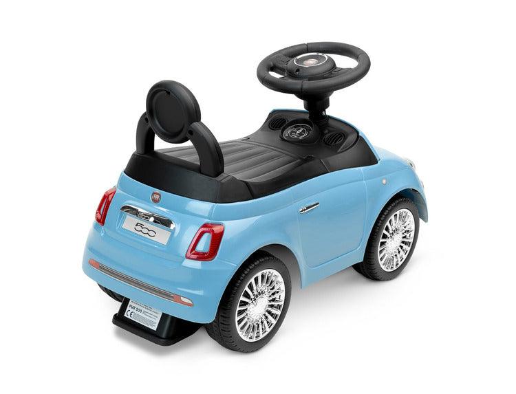 The Fiat 500 children's ride-on car from Toyz combines the charm of Italian design with high-quality workmanship. It will help in learning to move independently and will be a lot of fun while having fun. The vehicle has a realistic steering wheel with two buttons that make sounds. There is a toy compartment under the seat.