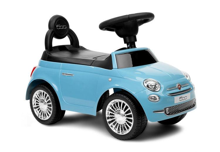 The Fiat 500 children's ride-on car from Toyz combines the charm of Italian design with high-quality workmanship. It will help in learning to move independently and will be a lot of fun while having fun. The vehicle has a realistic steering wheel with two buttons that make sounds. There is a toy compartment under the seat.