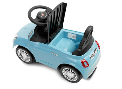 The Fiat 500 children's ride-on car from Toyz combines the charm of Italian design with high-quality workmanship. It will help in learning to move independently and will be a lot of fun while having fun. The vehicle has a realistic steering wheel with two buttons that make sounds. There is a toy compartment under the seat.