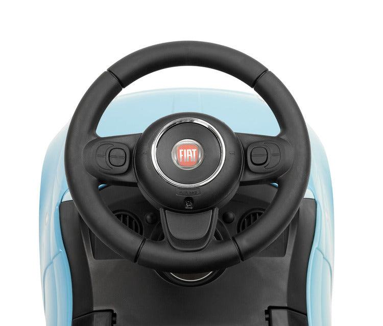 The Fiat 500 children's ride-on car from Toyz combines the charm of Italian design with high-quality workmanship. It will help in learning to move independently and will be a lot of fun while having fun. The vehicle has a realistic steering wheel with two buttons that make sounds. There is a toy compartment under the seat.