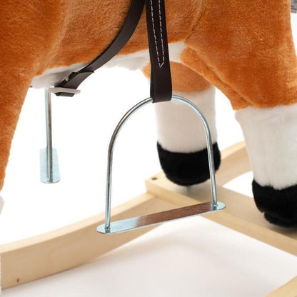 The Baby Mix rocking horse was designed for children who like adventure. It resembles a real animal, which will make your child feel like a real rider. The horse is made of soft plush. The rocker is equipped with wooden runners, profiled in such a way as to prevent it from tipping over while playing. A comfortable saddle, halter, stirrups, wooden handles and runners will ensure comfort and safety while your baby rocks carefree.