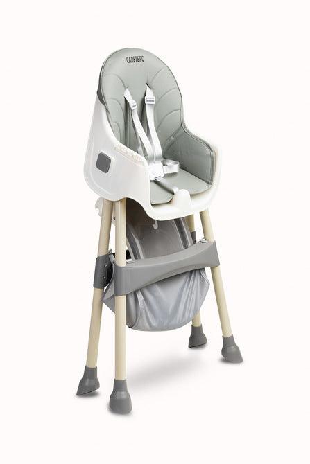 Bill is a light and economical 2in1 high chair. It has all the functionalities that make everyday feeding easier: adjustable double tray, 5-point belts, removable eco-leather upholstery, footrest, fabric basket, non-slip feet. The chair can be easily changed into a low chair by disassembling the lower part of the legs.