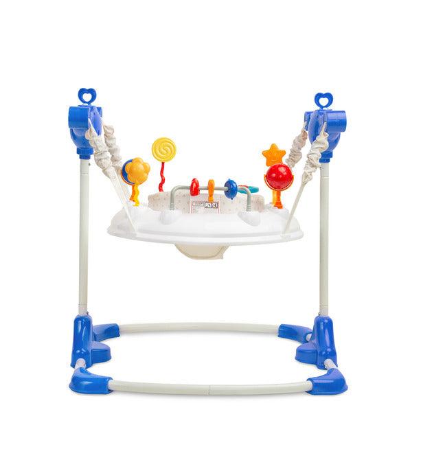 The SMOL jumper will provide a lot of joy and fun to small users. Thanks to a variety of toys in attractive colors, the little one will be happy to spend a lot of time playing and developing. A comfortable seat that rotates 360°, allows kids to comfortably reach all toys. The special design allows you to jump up and down, and special hooks make it easy to adjust the height of the jumper. The interactive front panel increases the fun of the fun thanks to the illuminated buttons with sounds.