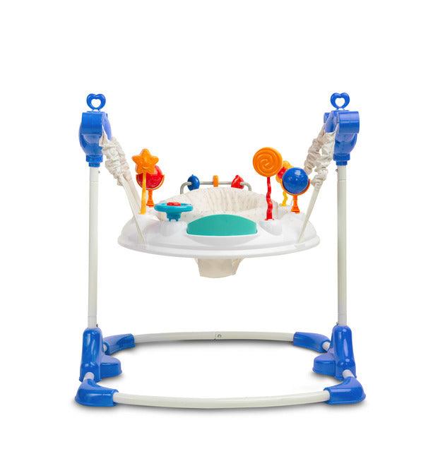 The SMOL jumper will provide a lot of joy and fun to small users. Thanks to a variety of toys in attractive colors, the little one will be happy to spend a lot of time playing and developing. A comfortable seat that rotates 360°, allows kids to comfortably reach all toys. The special design allows you to jump up and down, and special hooks make it easy to adjust the height of the jumper. The interactive front panel increases the fun of the fun thanks to the illuminated buttons with sounds.