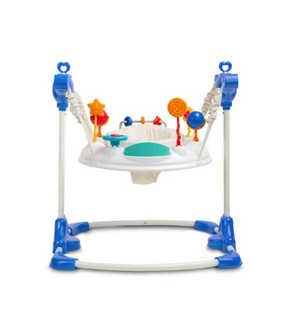 The SMOL jumper will provide a lot of joy and fun to small users. Thanks to a variety of toys in attractive colors, the little one will be happy to spend a lot of time playing and developing. A comfortable seat that rotates 360°, allows kids to comfortably reach all toys. The special design allows you to jump up and down, and special hooks make it easy to adjust the height of the jumper. The interactive front panel increases the fun of the fun thanks to the illuminated buttons with sounds.